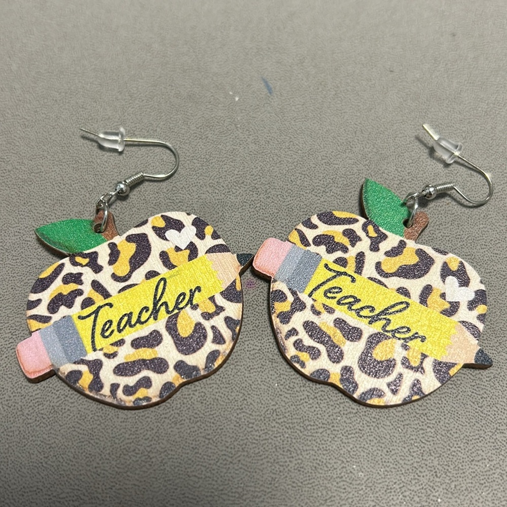 Teacher wooden earrings NEW